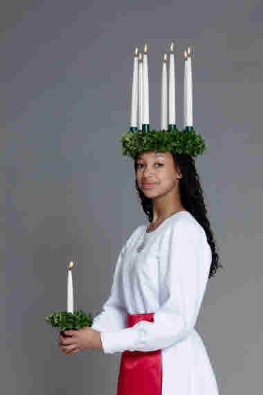 Finlands Lucia 2024 Daniela Owusu, foto: Folkhälsan/Henrik Schütt